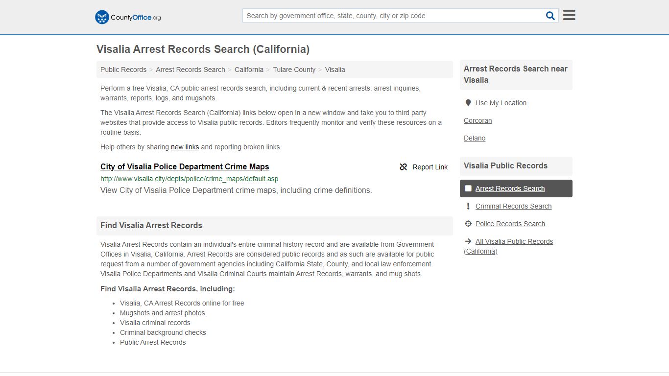 Arrest Records Search - Visalia, CA (Arrests & Mugshots) - County Office